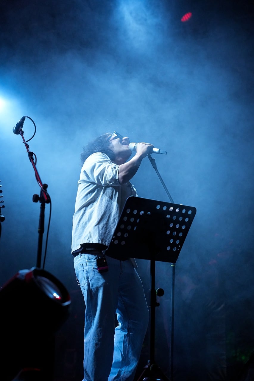 Performing artist singing on stage